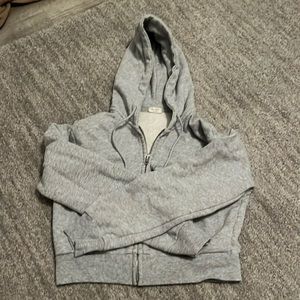 Brandy Melville/Pacsun cropped light grey zip-up